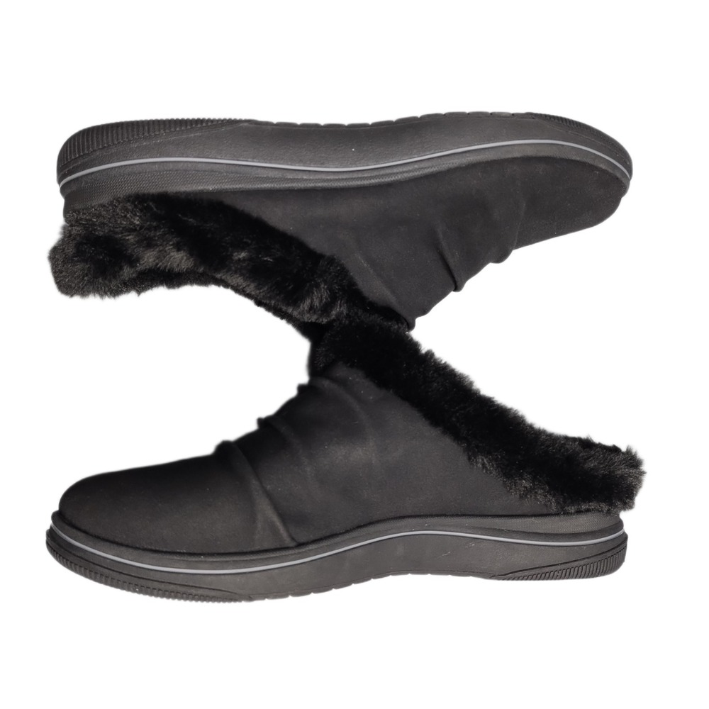 Clarks Breeze Willow Slippers Womens 8.5W Black Faux Fur Lined Slip On 26181921